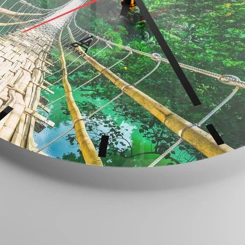 Wanduhr - Glasuhr - Monkey Bridge über das Grün - 30x30 cm