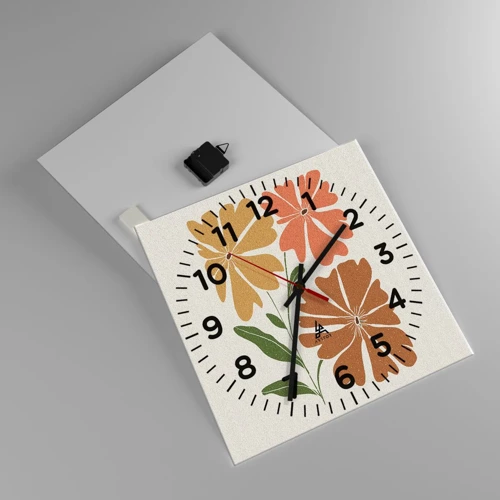 Wanduhr - Glasuhr - Natur und Geometrie - 40x40 cm