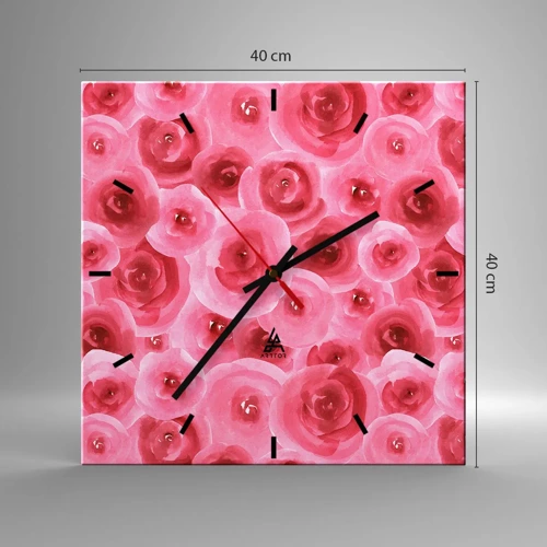 Wanduhr - Glasuhr - Oben und unten Rosen - 40x40 cm