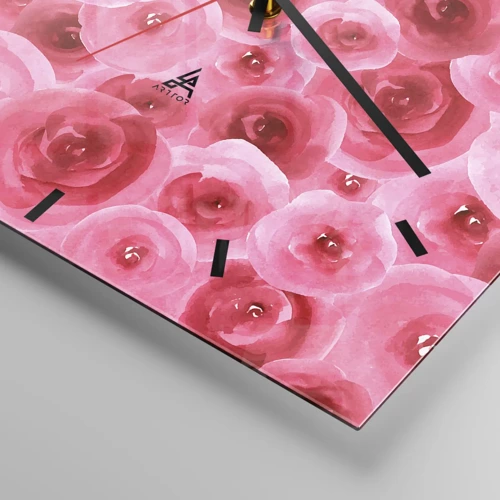 Wanduhr - Glasuhr - Oben und unten Rosen - 40x40 cm
