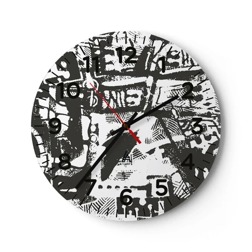 Wanduhr - Glasuhr - Ordnung oder Chaos? - 40x40 cm