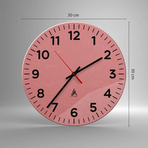 Wanduhr - Glasuhr - Organische Komposition in Rosa - 30x30 cm