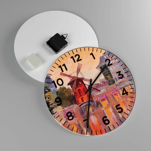 Wanduhr - Glasuhr - Pariser Ikonen – Moulin Rouge - 30x30 cm