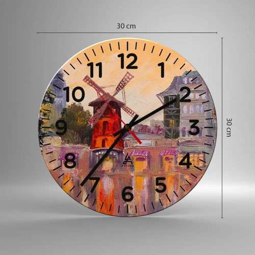 Wanduhr - Glasuhr - Pariser Ikonen – Moulin Rouge - 30x30 cm