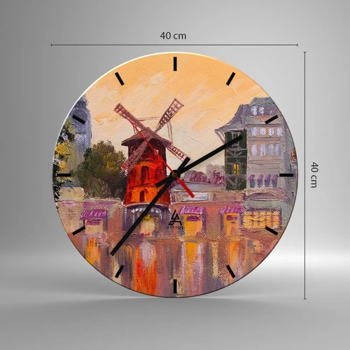 Wanduhr - Glasuhr - Pariser Ikonen – Moulin Rouge - 40x40 cm