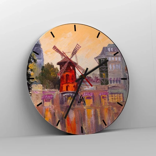 Wanduhr - Glasuhr - Pariser Ikonen – Moulin Rouge - 40x40 cm