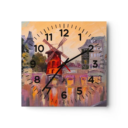 Wanduhr - Glasuhr - Pariser Ikonen – Moulin Rouge - 40x40 cm