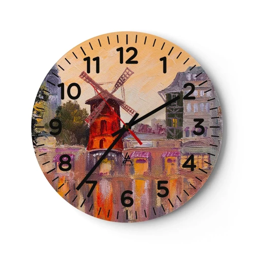 Wanduhr - Glasuhr - Pariser Ikonen – Moulin Rouge - 40x40 cm