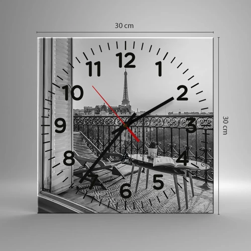 Wanduhr - Glasuhr - Pariser Nachmittag - 30x30 cm