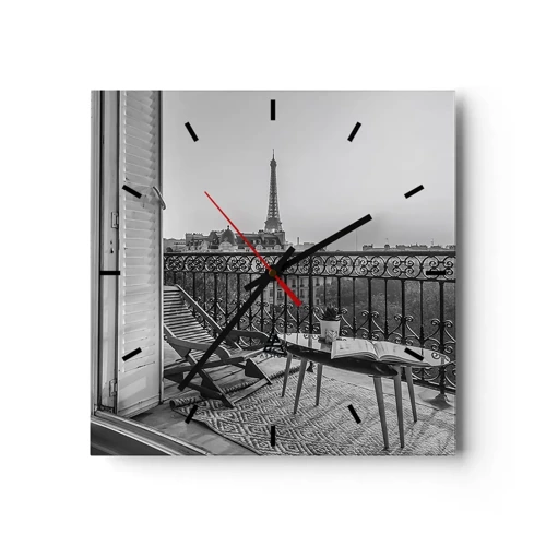 Wanduhr - Glasuhr - Pariser Nachmittag - 40x40 cm