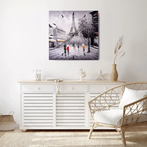 Wanduhr - Glasuhr - Pariser Spaziergang - 30x30 cm