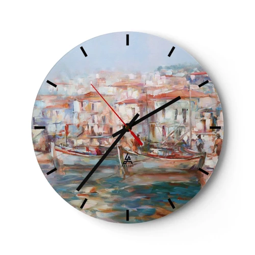 Wanduhr - Glasuhr - Pastell-Sommerferien - 30x30 cm