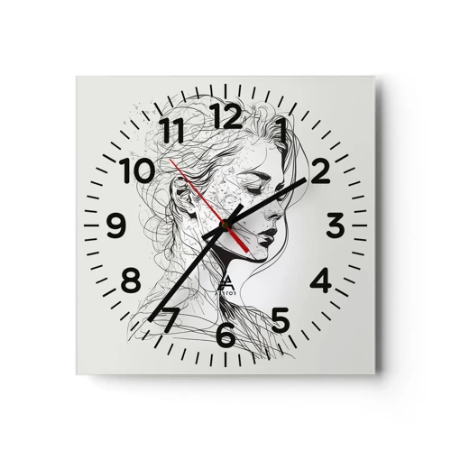 Wanduhr - Glasuhr - Porträt im Gedanken - 30x30 cm