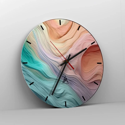 Wanduhr - Glasuhr - Regenbogenwelle - 30x30 cm