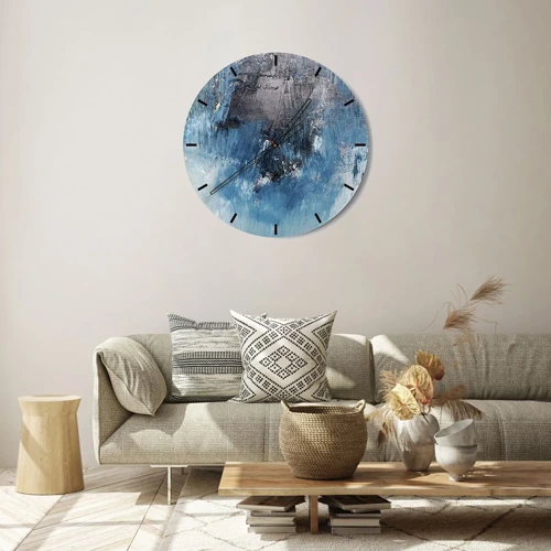 Wanduhr - Glasuhr - Rhapsodie in Blau - 30x30 cm