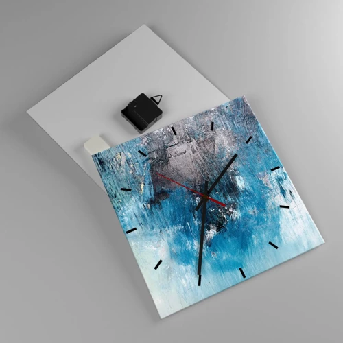 Wanduhr - Glasuhr - Rhapsodie in Blau - 30x30 cm