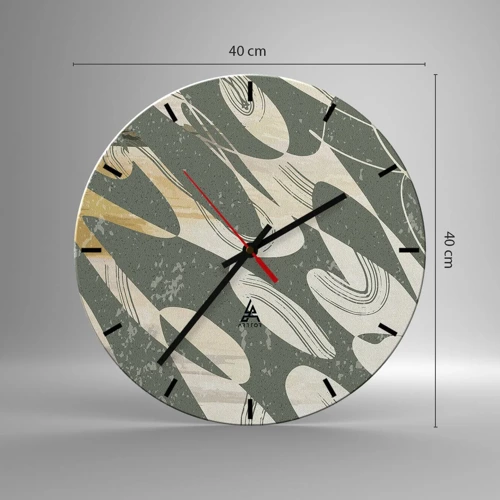 Wanduhr - Glasuhr - Rhythmische Abstraktion - 40x40 cm