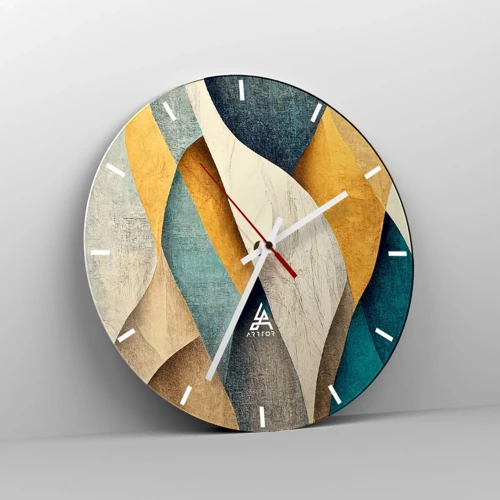 Wanduhr - Glasuhr - Rhythmus und Welle - 30x30 cm