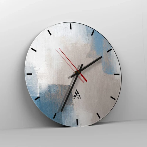 Wanduhr - Glasuhr - Rosa Abstraktion hinter einem blauen Vorhang - 30x30 cm