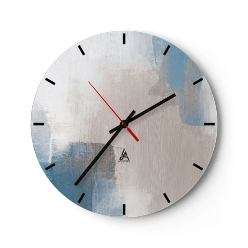 Wanduhr - Glasuhr - Rosa Abstraktion hinter einem blauen Vorhang - 40x40 cm