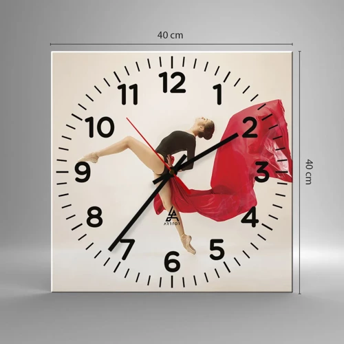 Wanduhr - Glasuhr - Rot und Schwarz - 40x40 cm