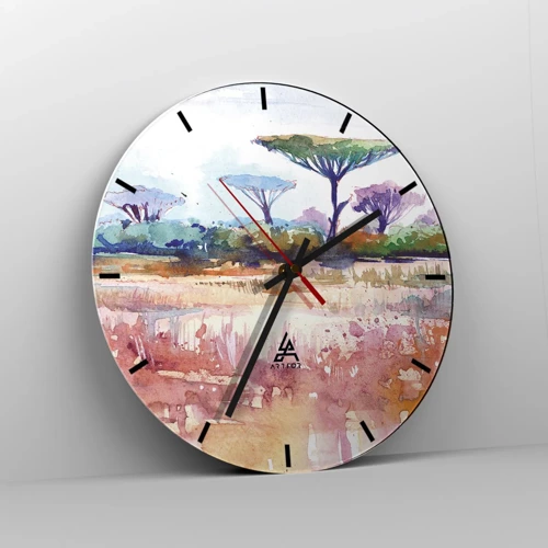 Wanduhr - Glasuhr - Savannah-Farben - 30x30 cm