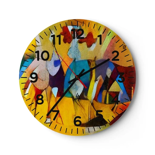 Wanduhr - Glasuhr - Sonne - Leben - Freude - 40x40 cm