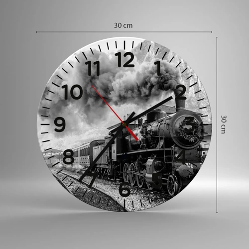 Wanduhr - Glasuhr - Steht am Bahnhof ... - 30x30 cm