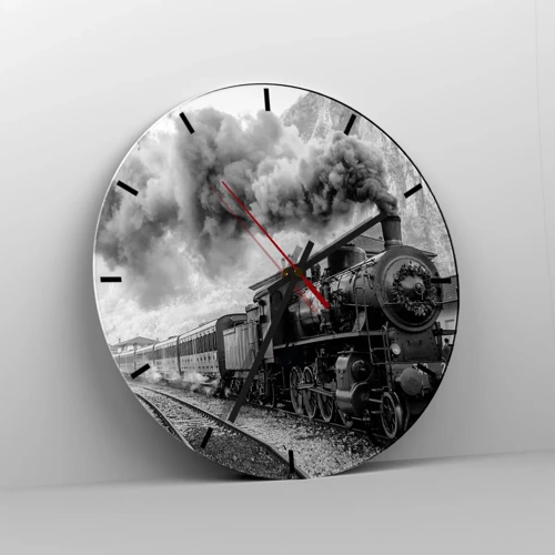 Wanduhr - Glasuhr - Steht am Bahnhof ... - 30x30 cm