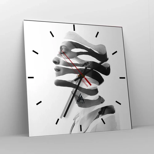 Wanduhr - Glasuhr - Surreales Porträt - 30x30 cm