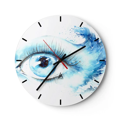 Wanduhr - Glasuhr - Tauchen Sie ein in das Blau der Blicke - 30x30 cm