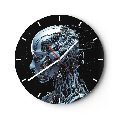 Wanduhr - Glasuhr - Technologie ist eine Frau - 30x30 cm