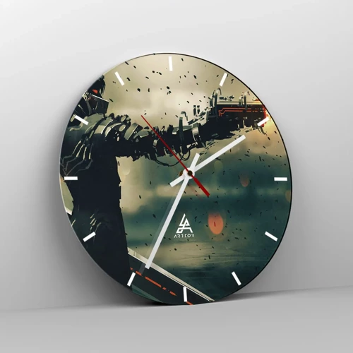 Wanduhr - Glasuhr - Tödliche Waffe - Dein ganz eigener Terminator - 40x40 cm