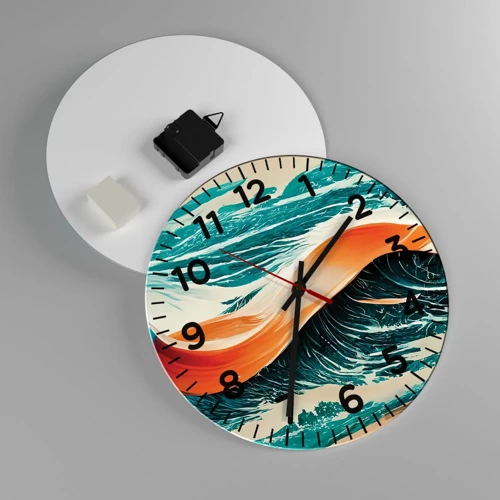 Wanduhr - Glasuhr - Traum eines Surfers - 30x30 cm