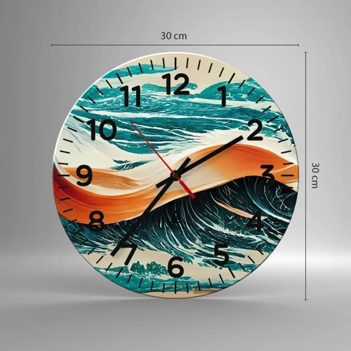 Wanduhr - Glasuhr - Traum eines Surfers - 30x30 cm