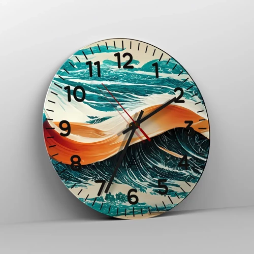 Wanduhr - Glasuhr - Traum eines Surfers - 40x40 cm