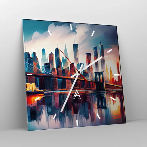 Wanduhr - Glasuhr - Traumhaftes New York - 30x30 cm