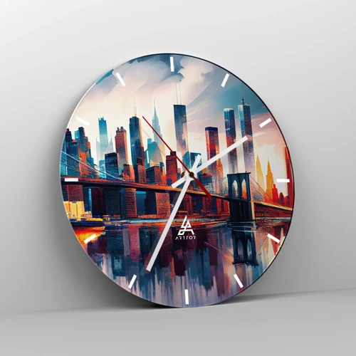 Wanduhr - Glasuhr - Traumhaftes New York - 40x40 cm