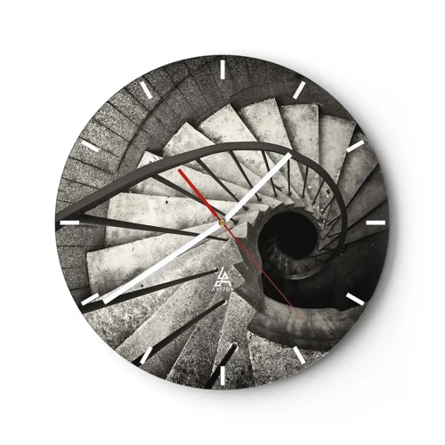 Wanduhr - Glasuhr - Treppe hoch, Treppe runter - 30x30 cm