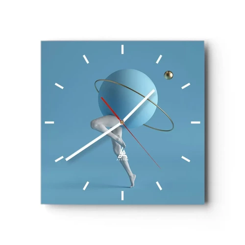 Wanduhr - Glasuhr - Und die Planeten spielen verrückt - 30x30 cm