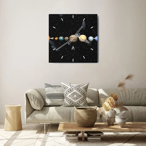 Wanduhr - Glasuhr - Und die Planeten werden verrückt und toben ... - 30x30 cm