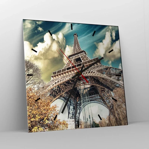 Wanduhr - Glasuhr - Und im Herbst in Paris ... - 30x30 cm