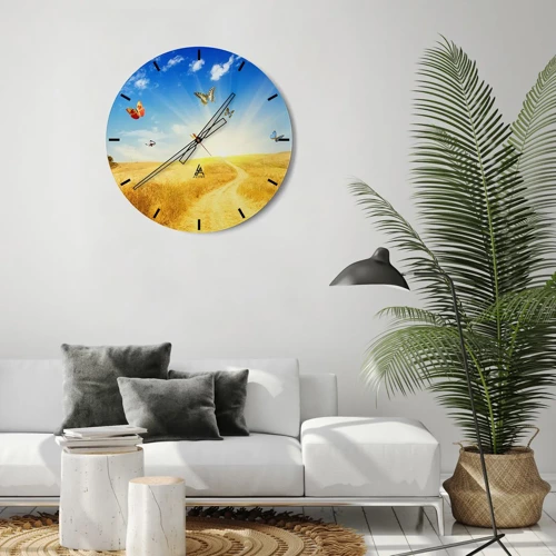 Wanduhr - Glasuhr - Und wie kann man den Sommer nicht lieben? - 40x40 cm