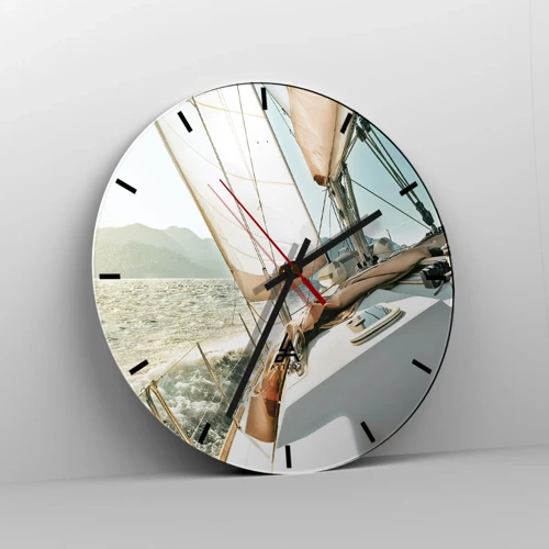 Wanduhr - Glasuhr - Unter vollen Segeln - 30x30 cm