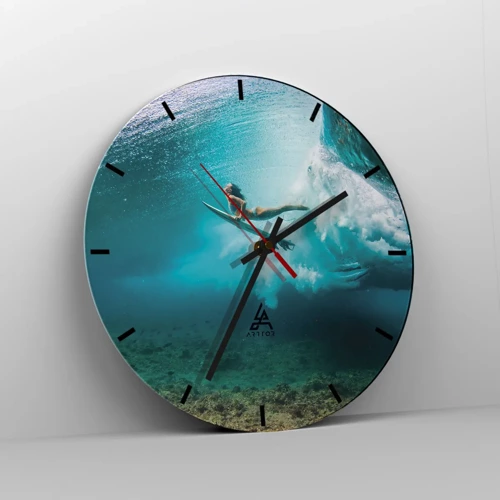 Wanduhr - Glasuhr - Unterwasserwelt - 30x30 cm