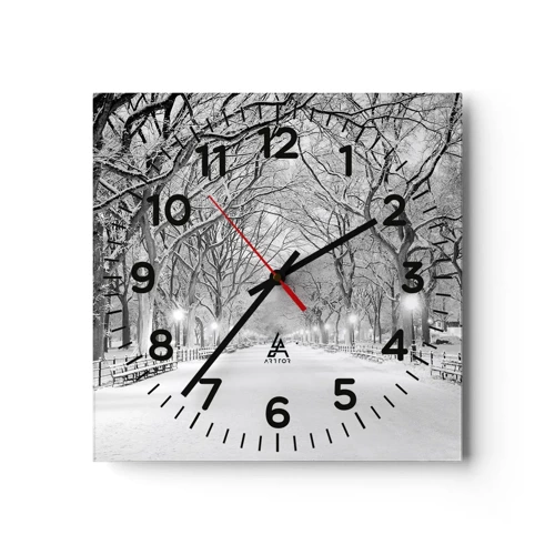 Wanduhr - Glasuhr - Vier Jahreszeiten - Winter - 40x40 cm