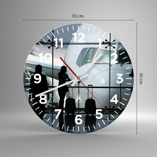 Wanduhr - Glasuhr - Vis a vis am Flughafen - 30x30 cm