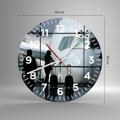 Wanduhr - Glasuhr - Vis a vis am Flughafen - 40x40 cm