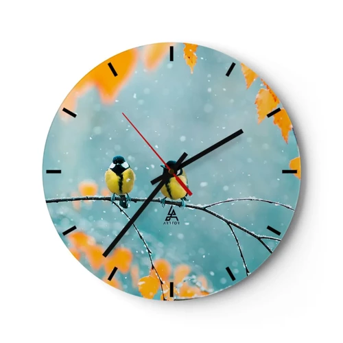 Wanduhr - Glasuhr - Vogelklatsch - 30x30 cm