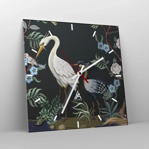 Wanduhr - Glasuhr - Vogelparade - 30x30 cm